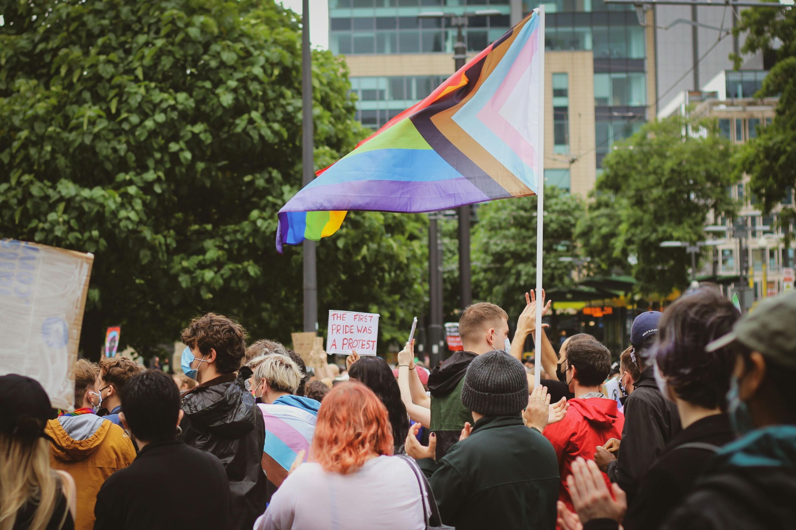 People protesting in favor of trans rights